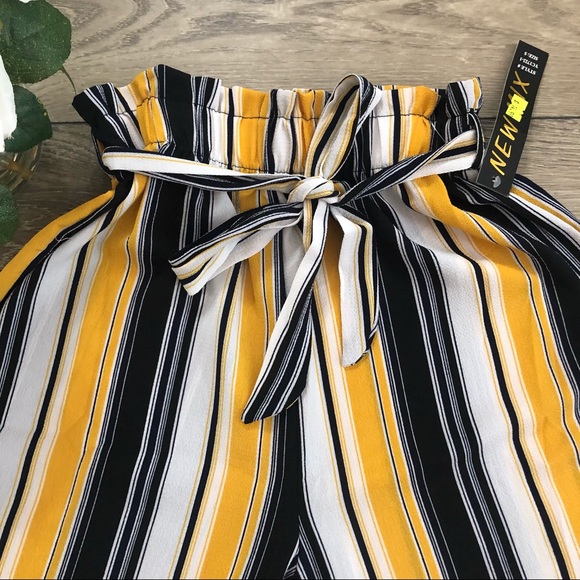 NEW MIX navy, white, and yellow striped trousers size small - Picture 3 of 6